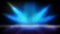 futuristic background of blue empty stage Stairs covered with red carpet and lighting spotlgiht stage background