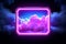 Futuristic Background Design. Cloud Formation with Pink and Blue, Rectangle shaped Neon Frame. Generative AI