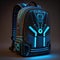 Futuristic Backpack with Neon Blue Lights: A Striking Blend of Functionality and Style in a Cutting-Edge Design