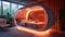 A futuristic bedroom with a bed that is shaped like an egg, AI