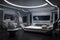 a futuristic bedroom filled with high-tech gadgets and furniture, where you can travel to faraway galaxies