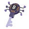 Futuristic bitcoin key 3D icon virtual cryptocurrency Symbol 3D render