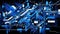 Futuristic Blue Circuitry and Technology Abstract Background