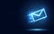 Futuristic blue express envelope and parcel abstract technology background. Business quantum internet network communication and