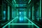 Futuristic Blue and Green Interiors with Neon Lights and Shiny Walls: An 8K Award-winning Desig