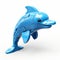 Futuristic Blue Lego Dolphin Toy: Playful Caricature In Digital Art Style