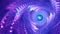 Futuristic blue pink and purple cyberpunk glitch spiraling light effect fractal background