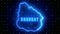 Futuristic Blue Shine Uruguay Outline Map And Label Text Glowing Neon Light Flare Motion Reveal With Stars Sparkle Grid