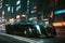 Futuristic Brutal Cyberpunk Luxury Racing Car on a Neon City Streets