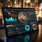 Futuristic Business Dashboard on Tablet