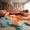 Futuristic Chromatic Waves: Ultra Detailed 3d Carpet For Interior Design