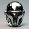 Futuristic Chrome Sci-fi Robot Head Helmet In 3d