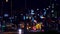 Futuristic city highway lights at night. Stock footage. Modern lighting with lanterns roads of metropolis at night