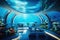 A futuristic city underwater at the bottom of the ocean