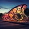 Futuristic Cityscape with Colorful Organic-Shaped Bicycles