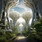 Futuristic cityscape constructed of seed pods