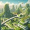Futuristic cityscape of eco city. AI Generative