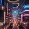 A futuristic cityscape with flying cars and neon lights, bustling with activity and energy, showcasing a high-tech world4