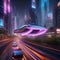 A futuristic cityscape with flying cars and neon lights, bustling with activity and energy, showcasing a high-tech world5