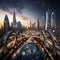 Futuristic Cityscape with Interwoven Bridges