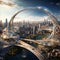 Futuristic Cityscape with Interwoven Bridges