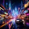 Futuristic Cityscape at Night with Vibrant Neon Lights
