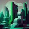 Futuristic cityscape with sleek, metallic buildings . AI Generative