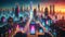 Futuristic Cityscape at Twilight: Neon Urban Skyline