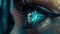 Futuristic Close-up of a Human Eye with Digital Overlay, Conceptual Tech-Inspired Imagery, Detailed and Stylish