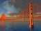 Futuristic composition. Golden Gate Bridge