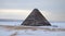 Futuristic concept of saving planet. Egyptian pyramids in snow. AI generated.