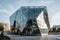 a futuristic and conceptual building, with its exterior made of glass walls, showcasing its interior views