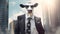 Futuristic Cow A Stylish Urban Vision In Sunglasses And Business Suit