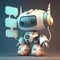 Futuristic cute robot with artificial intelligence. Concept of chatbot