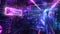 Futuristic cyber space with neon sign Metaverse, abstract digital world background. Corridor or room with data lights in