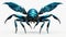 Futuristic Cyberpunk Blue Spider With Wings - 8k 3d Liquid Metal Art