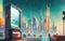 Futuristic cyberpunk city background. Future landscape Generative AI