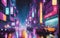 Futuristic cyberpunk city background. Future landscape Generative AI