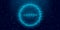 Futuristic cyberpunk glitch circle. Blue glowing digital round shape. 8 bit ring. Background design for promo electronic