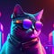 Futuristic cyberpunk portrait of a cat wearing 3D glasses Generative AI