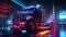 Futuristic Cyberpunk Truck Concept Illustration on Highway