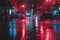 Futuristic dark cyberpunk city dystopia streets colorful neon lights glow night architecture skyscrapers background