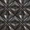 Futuristic dark gray metal stainless steel with corrosion and floral polygonal ornament, 3D seamless texture