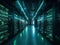 Futuristic Data Center with Glowing Servers