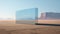 Futuristic Desert Landscape: A Kinetic Art Installation With Floating Mirror
