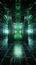 Futuristic Digital Lock Icon with Glowing Circuit Patterns in Dark Server Room