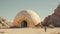 Futuristic Dome-Shaped Structures Amidst Desert Serenity