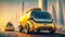 Futuristic electric car, autonomous taxi car in a near future. Generative Ai