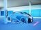 Futuristic Electric Car on Inductive Charging Station, realistic 3d rendering illustration