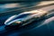 Futuristic electric speedboat cutting through the waves with motion blur, conveying a sense of speed and power. Ai generated